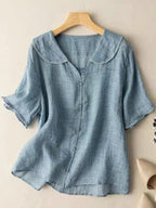 Women's Casual Lapel Linen Solid Shirt