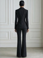 Floral Print Pinstripe Blazer And Flared Trouser Suit