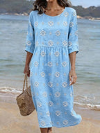 Relaxed Linen Blend Midi Dress