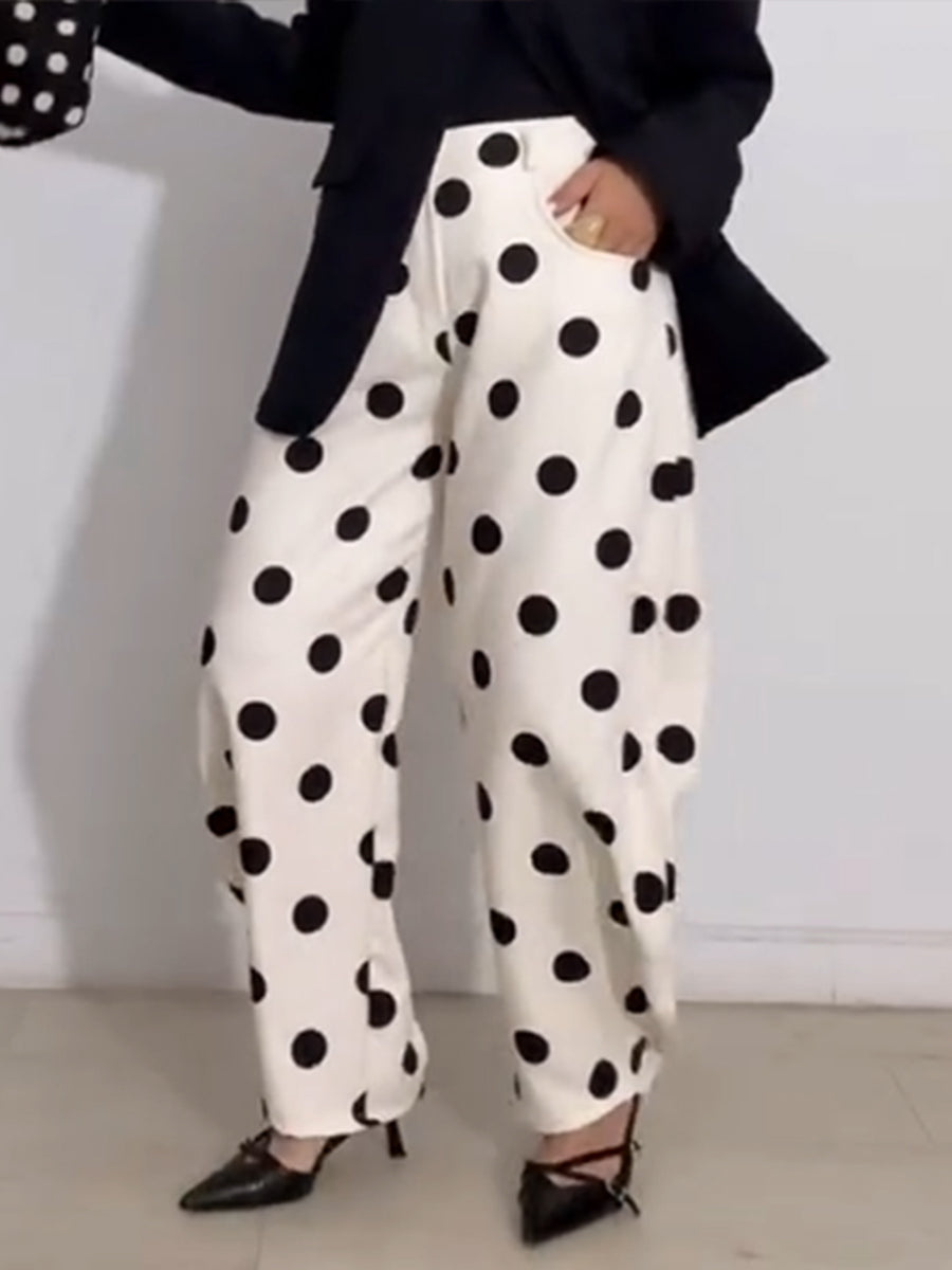 Stylish & Casual Polka-dot Lantern Trousers