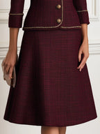 Tweed Shawl-Collar Jacket & A-Line Midi Skirt Set