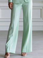 Double Breasted Blazer & Wide Leg Pants Two Piece Suit