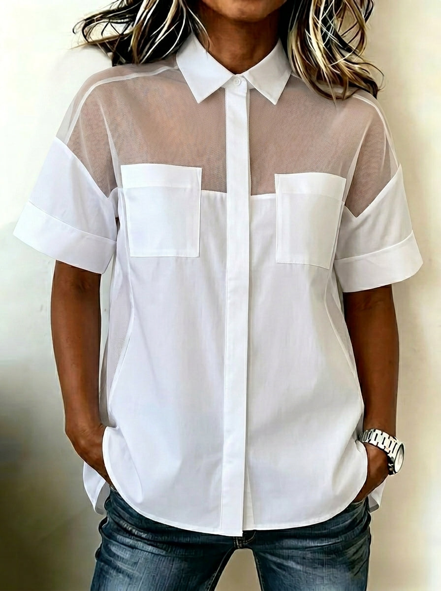Women's Stylish Short Sleeve Eugene Patch Shirt