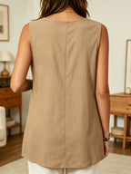 Women's Casual Sleeveless V-neck Ruffled Shirt
