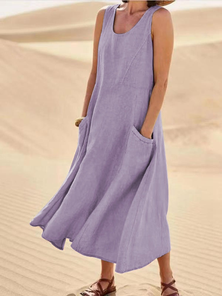 🔥Last Day 50% Off Sale! Women's Sleeveless Cotton And Linen Dress