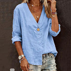 Women's Casual Lace Art Linen Blend Blouse