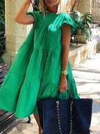 Women Summer Sundress Holiay Vintage Ruffled Party Dresses