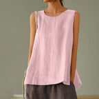 Women's Solid Color Loose Elegant Casual Cotton Linen Tank Top