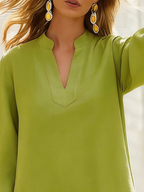 Minimalist & Elegant Flared Sleeves Loose Cotton-linen Dress