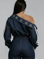 Casual And Sexy Off-the-shoulder Denim Top