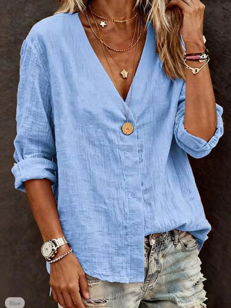 Women's Casual Lace Art Linen Blend Blouse
