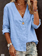 Women's Casual Lace Art Linen Blend Blouse