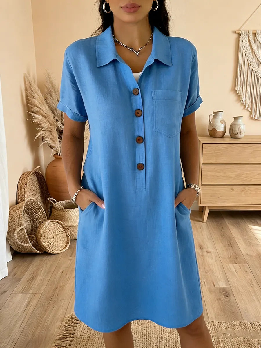 Cozy Retro Floral Print Contrast Collar Cotton Dress