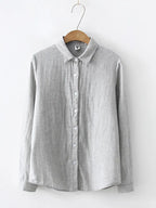 Women's Simple Solid Color Linen Blend Classic Shirt