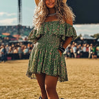 Lollapalooza Music Festival Rock Hip-hop Punk Party Carnival Print Vintage Cowgirl Dress