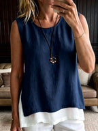Women's Casual Double-Layer Cotton-Linen Sleeveless Vest