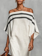 White Off-shoulder Batwing Sleeve Straight Maxi Dress
