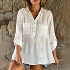 Solid Color Long Sleeve Casual Blouses