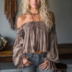 Outdoor Retro Tie-dye Print Loose And Comfortable Off-shoulder Long-sleeved T-shirt Top