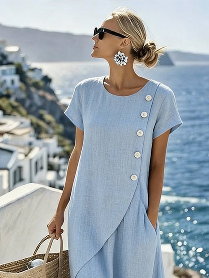 Women'S Casual Round-Neck Vacation Dress