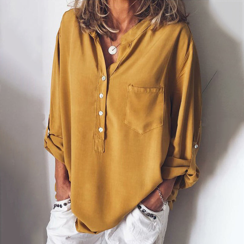 Vintage Pocket Button Down V Neck Comfy Shirt
