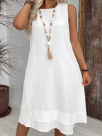 Women'S Solid Color Sleeveless Round Neck Casual Loose Midi Dress