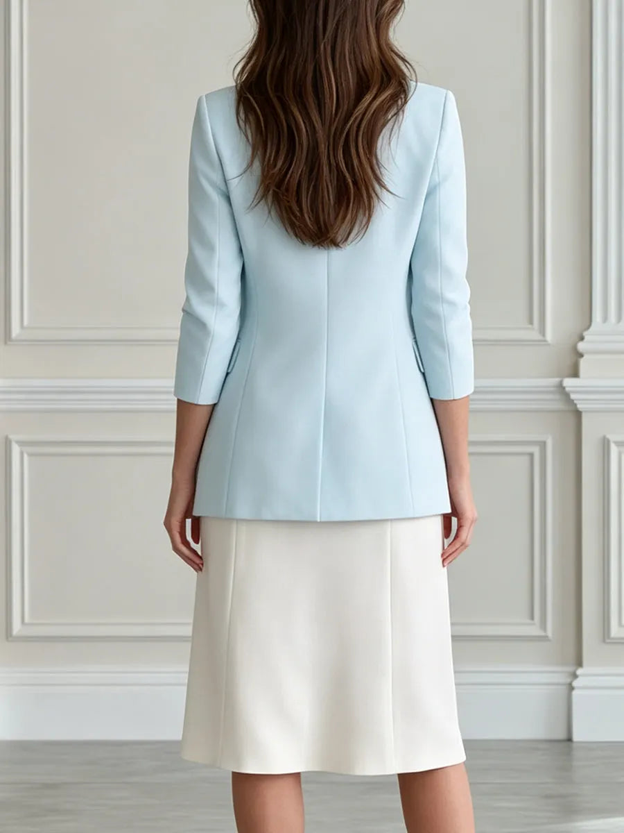 Double Breasted Blazer & Sweetheart Midi Dress Suit