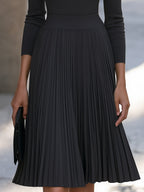 Elegant Turtleneck Knit Pleated Midi Dress