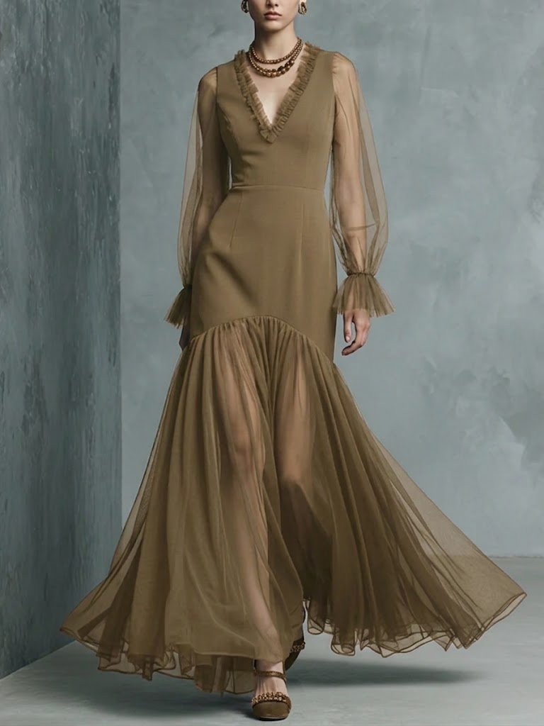 Stylish And Elegant Mesh-paneled Dress