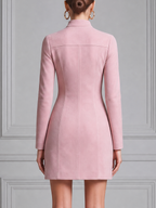 Pink Hoco Dress Homecoming Dress Leopard Trim Zip Mini Dress