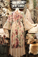 Lead Singer Taupe Big Rose Maxi Dress