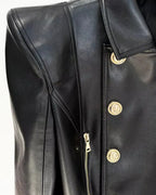 Long Sleeve Short Faux Leather Jacket Black