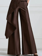 Embroidered Asymmetric Vest And Wide-Leg Pants Set