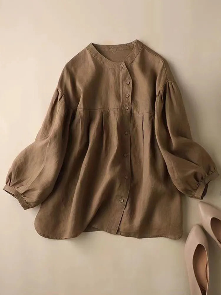 Vintage Button Down Linen Cotton Comfy Shirt