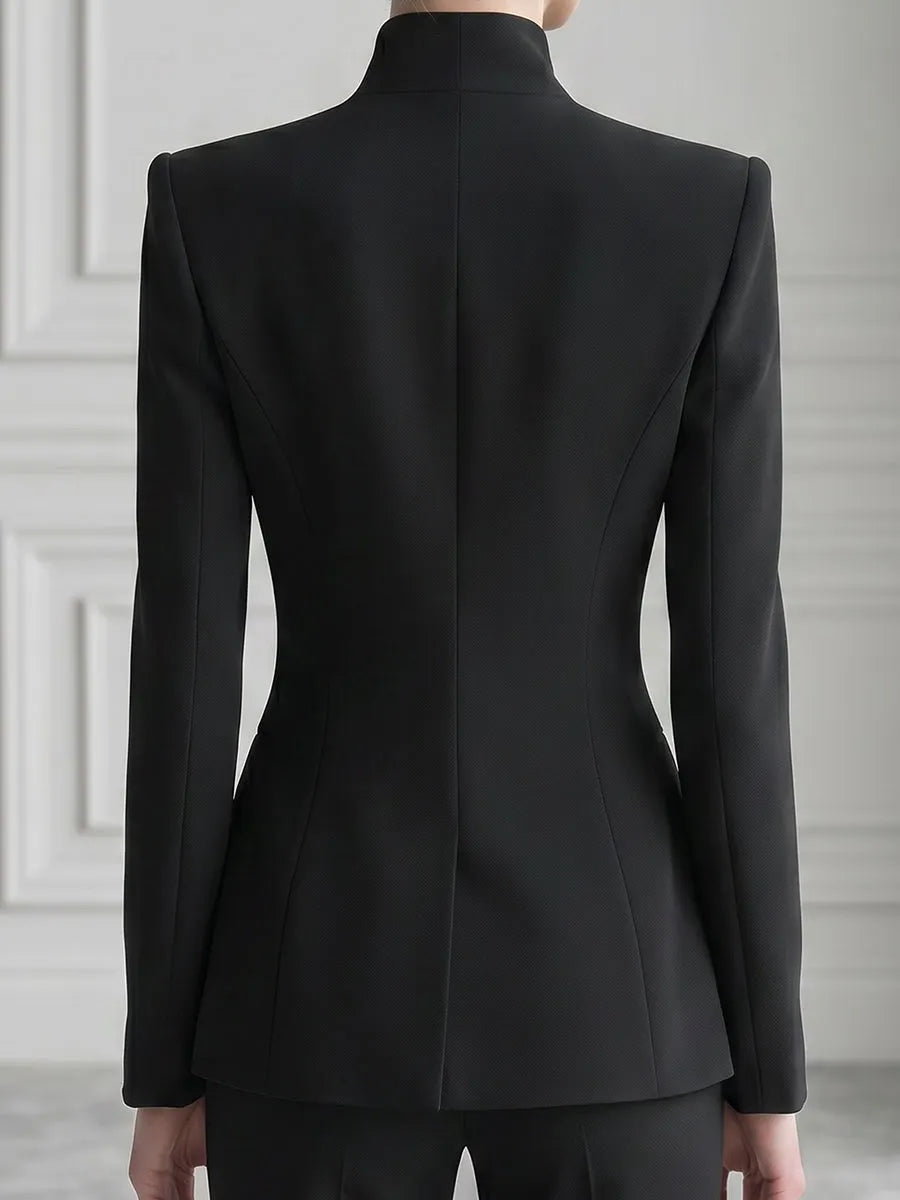 Sculptural Floral Appliqué Tailored Blazer