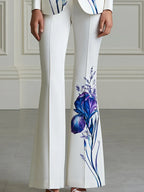 Iris Printed Fitted Blazer & Flared Pants Two-Piece Suit Set
