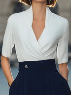 Contrast Wrap Top & A-Line Midi Dress Set