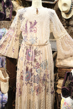 Lead Singer Beige Embo Flower Maxi Dress