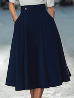 Contrast Wrap Top & A-Line Midi Dress Set