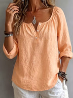 Women's Casual Solid Color Square Neck Long Sleeve Shirt