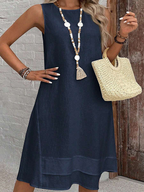 Women'S Solid Color Sleeveless Round Neck Casual Loose Midi Dress
