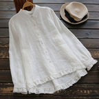 Cotton And Linen Lace Long-Sleeved Shirt