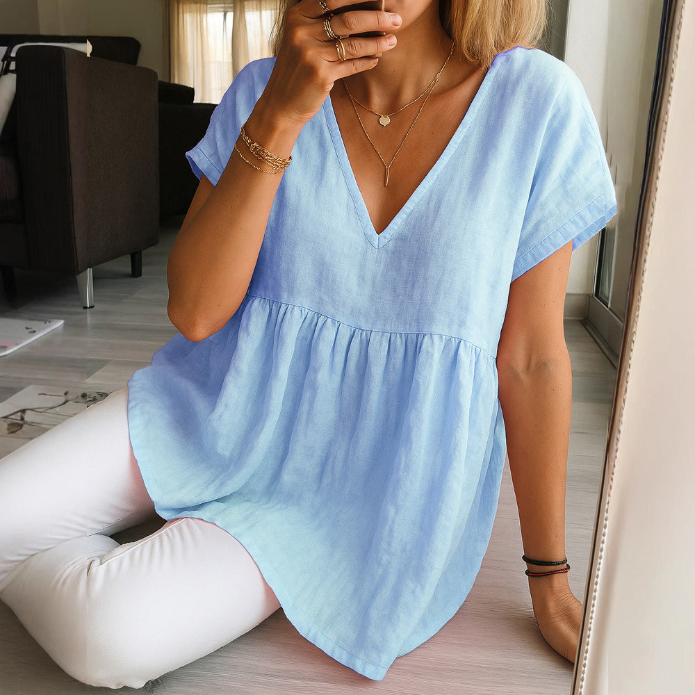 Women's Solid Color Linen T-shirt