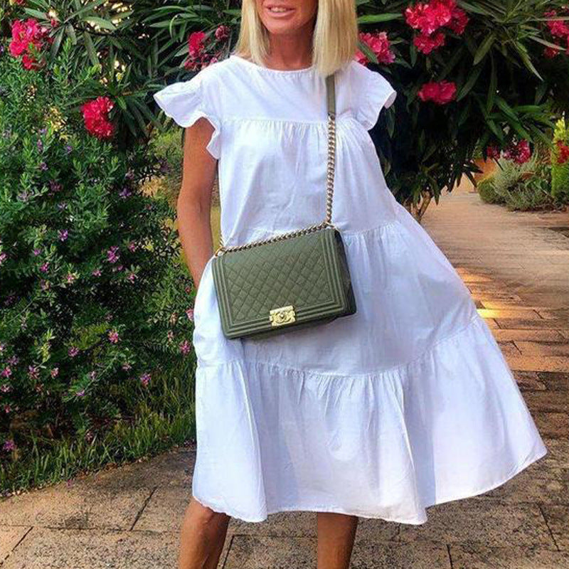 Women Summer Sundress Holiay Vintage Ruffled Party Dresses