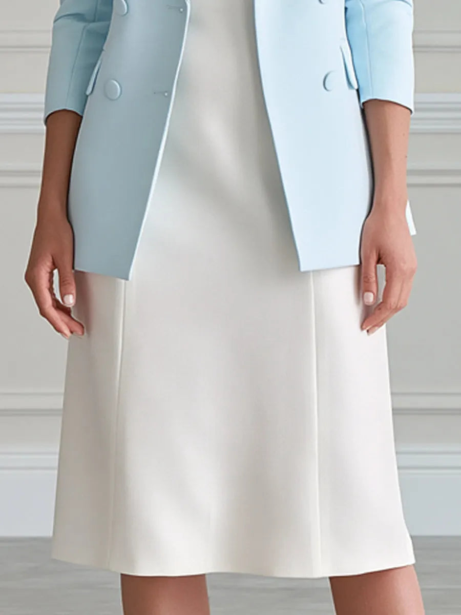 Double Breasted Blazer & Sweetheart Midi Dress Suit