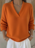 Women's Casual Solid Color V-neck Sweater Top
