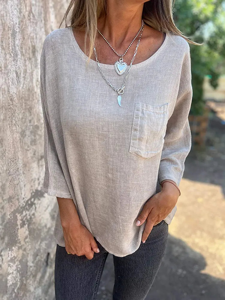 Retro Linen Casual T-Shirt