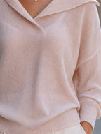 Collar-Neck Relaxed-Fit Knit Pullover Top