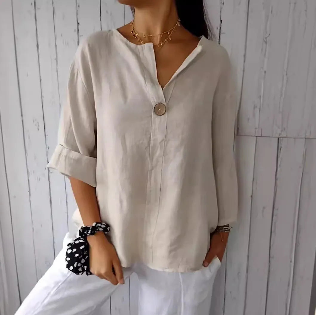 Women's Casual Solid Color Cotton Shirt
