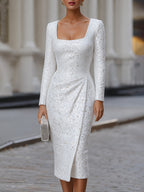 Shimmering Ruched Dress And Blazer Set
